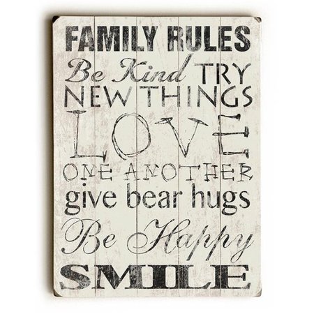 ONE BELLA CASA One Bella Casa 0004-6156-26 14 x 20 in. Family Rules be Kind Planked Wood Wall Decor by Misty Diller 0004-6156-26